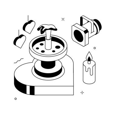 Samimi ortamlar, çeşme ve ışıklandırma için romantik ortamı özendirici bir örnekleme.