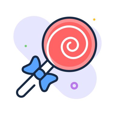 Lolipop şekeri konseptinin inanılmaz düz bir taslak simgesi.