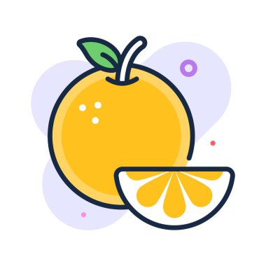 Portakal meyvesinin görsel olarak ilgi çekici düz bir ana hatlı simgesi