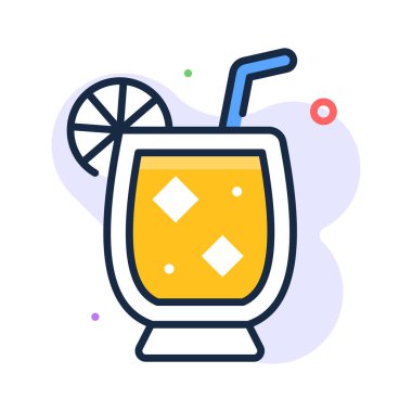 An amazing flat outline icon of lemonade, summer drink concept