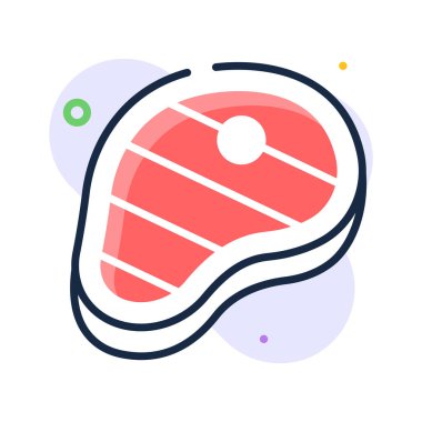 İşte modern düz çizgi ikonu ızgara et, biftek.