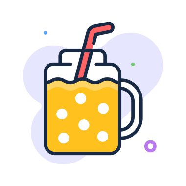 Balonlu çay içeceğinin son düz çizgi simgesi