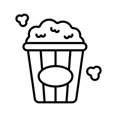 Patlamış mısır abur cuburunun çizgi simgesini kullanmaya hazır