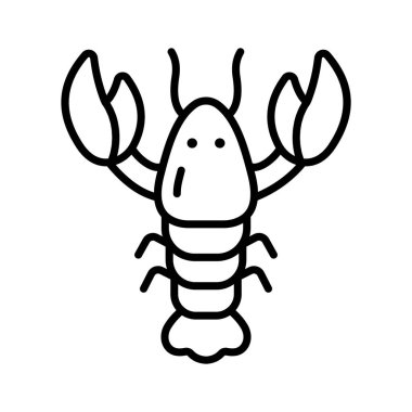 Istakoz ve deniz ürünleri vektör tasarımının satır simgesini kullanmaya hazır