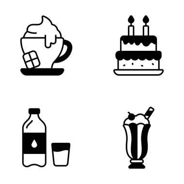 Şu muhteşem ikonlara bir bakın. İçkiler ve tatlı paketleri.