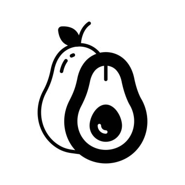 Avokado gıda konseptinin kullanıma hazır bir simgesi.