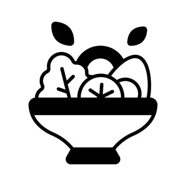 Salata kasesinin iyi dizayn edilmiş sembolü sağlıklı yiyecekler.