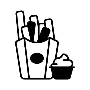 Domates soslu patates kızartması, modern patates kızartması sembolü.