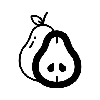 Armut meyvesi ve sağlıklı gıda vektörünün kabartma simgesini düzenlemek kolay