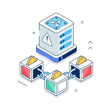 Merkezi olmayan engelleme ağı sisteminin ayrıntılı izometrik çizimi