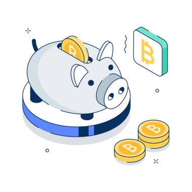 Kripto tasarruflarının görsel olarak çekici bir izometrik çizimi