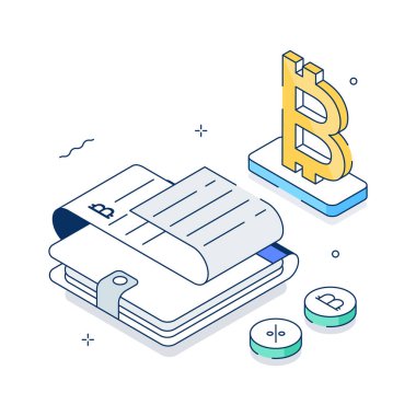 Cüzdan aktarımının düzenlenebilir izometrik çizimi