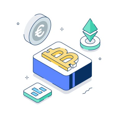 Kripto pazarının iyi tasarlanmış izometrik çizimi