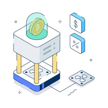 Kripto madenciliğinin birinci derece izometrik çizimi