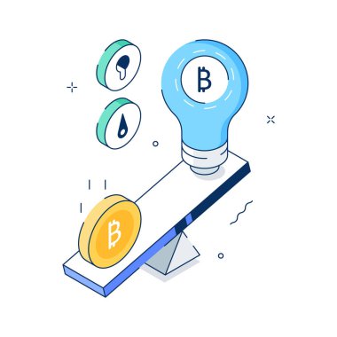 Bitcoin istikrarının iyi hazırlanmış izometrik çizimi