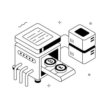 Şifreleme engelleme sistemini gösteren modern izometrik illüstrasyon