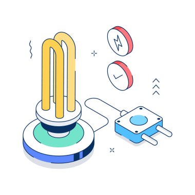 Enerji tasarrufu, özelleştirilebilir vektörün modern izometrik çizimi