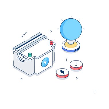 Güç bataryası enerji depolama ünitesinin inanılmaz bir izometrik çizimi