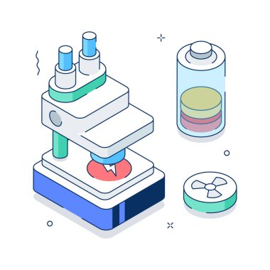 An isometric illustration of energy research laboratory environment