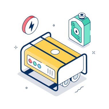 Elektrik tedariği için iyi tasarlanmış izometrik bir güç üreticisi çizimi