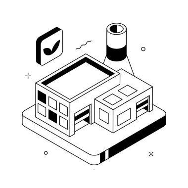 A modern isometric illustration of green industry, eco friendly industry