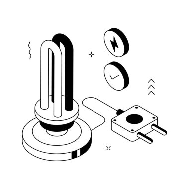 Enerji tasarrufu, özelleştirilebilir vektörün modern izometrik çizimi