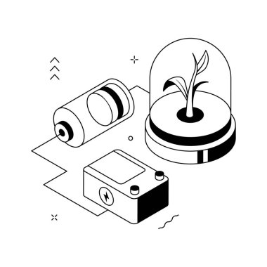 Yeşil enerjinin görsel olarak çekici bir izometrik gösterimi, trend vektörü