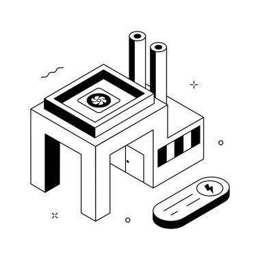 Güç endüstrisinin kullanıma hazır, tasarlanmış, birinci sınıf bir izometrik çizimi