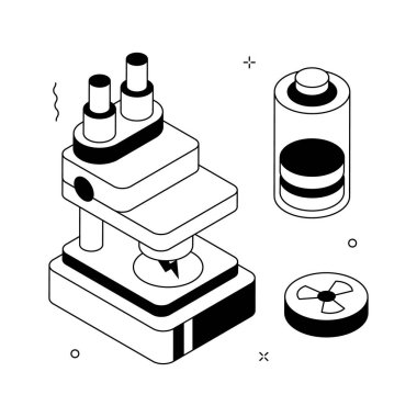 Enerji araştırma laboratuarı ortamının izometrik bir çizimi