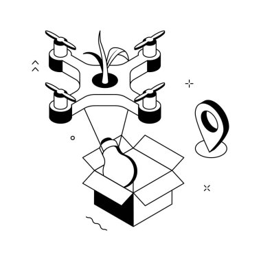 Temiz enerjiden beslenen ekolojik dronun yenilikçi izometrik çizimi