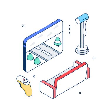 İzometrik bir izometrik gösterim vr oyun deneyimi