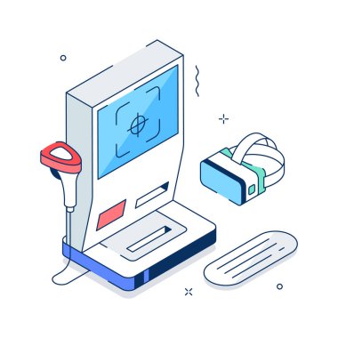 Vr oyun denetleyicisi ve hareket etkileşiminin izometrik bir gösterimi