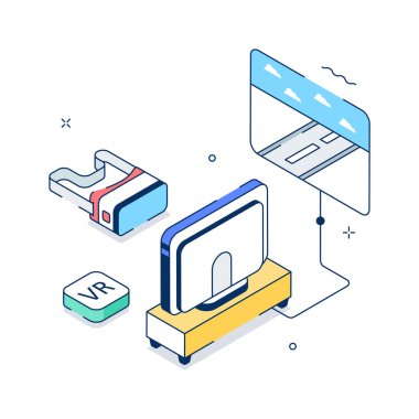 Akıllı müzik dijital deneyimini temsil eden modern bir izometrik illüstrasyon