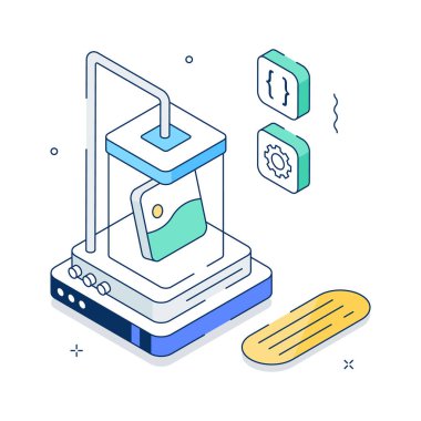 A detailed isometric illustration of 3d network and digital connectivity