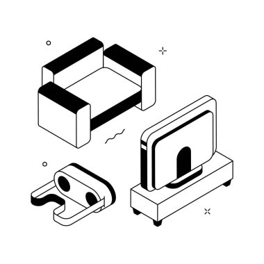 Artırılmış gerçeklik etkileşimi kavramının görsel olarak izometrik bir çizimi