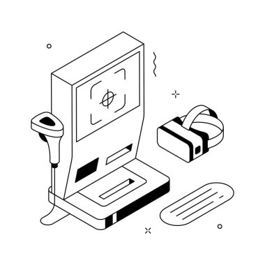 Vr oyun denetleyicisi ve hareket etkileşiminin izometrik bir gösterimi