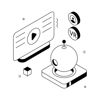 Sanal robot ve ai asistanının yer aldığı izometrik bir çizim