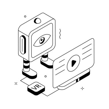 Robot kamera ve makine vizyonu tasvir eden bir izometrik çizim