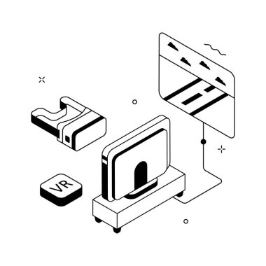 Akıllı müzik dijital deneyimini temsil eden modern bir izometrik illüstrasyon