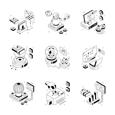 Görsel olarak arttırılmış gerçeklik ve sanal gerçeklik izometrik çizimler