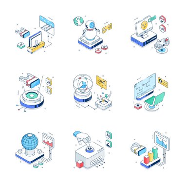 Görsel olarak arttırılmış gerçeklik ve sanal gerçeklik izometrik çizimler