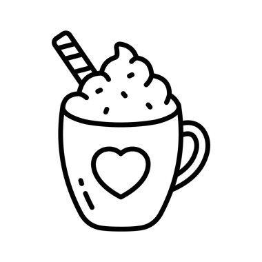 Ellerinizi Sevgililer Günü kahvesinin yaratıcı çizgi ikonuna koyun.