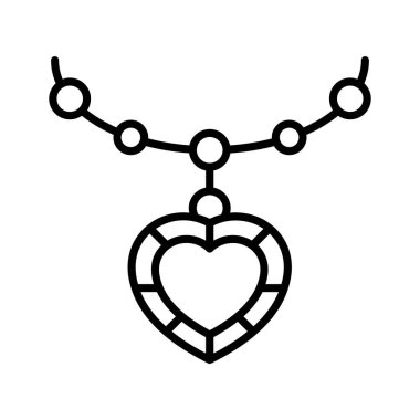 Sevgililer günü hediyesi olarak kalp kolyesi ikonu.