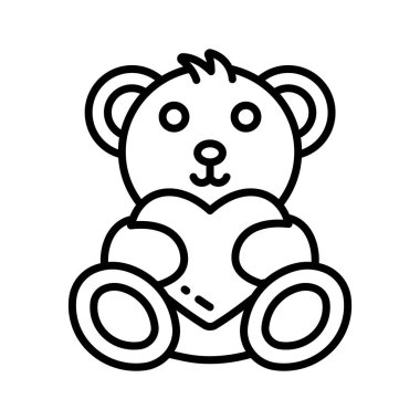 Sevgililer Günü için sevimli bir oyuncak ayı çizgisi ikonu