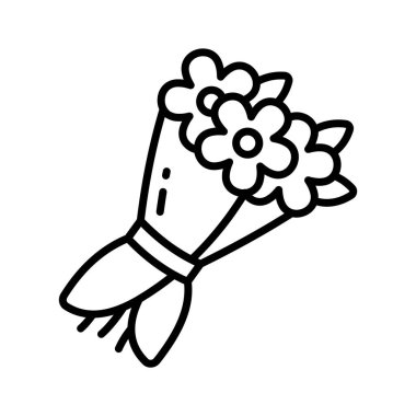 Sevgililer günü için renkli bir çiçek buketi ikonu romantik bir çiçek hediyesi