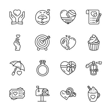 Yaratıcı bir şekilde hazırlanmış moda sevgililer günü, aşk ve aşk ana hatları simgeleri belirlendi