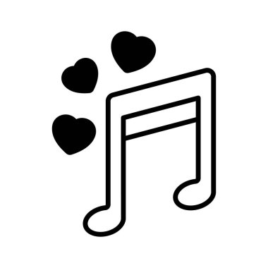Sevgililer günü romantizmi için görsel olarak ilgi çekici bir aşk müziği simgesi.