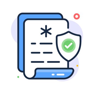 Sağlık sigortası koruma kavramını temsil eden birinci sınıf düz çizgi simgesi