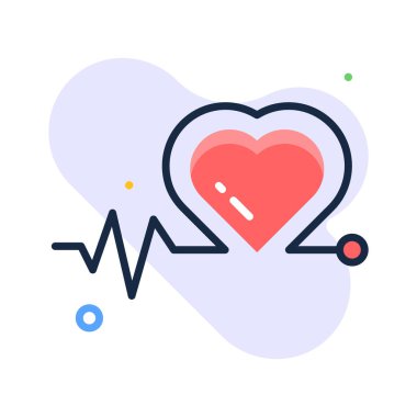 Kalp atışlarını ve kalp sağlığını gösteren inanılmaz bir düz çizgi ikonu.