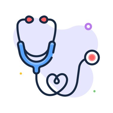 Tıbbi steteskop ikonu, doktor muayenesi ve teşhis aracını temsil ediyor.